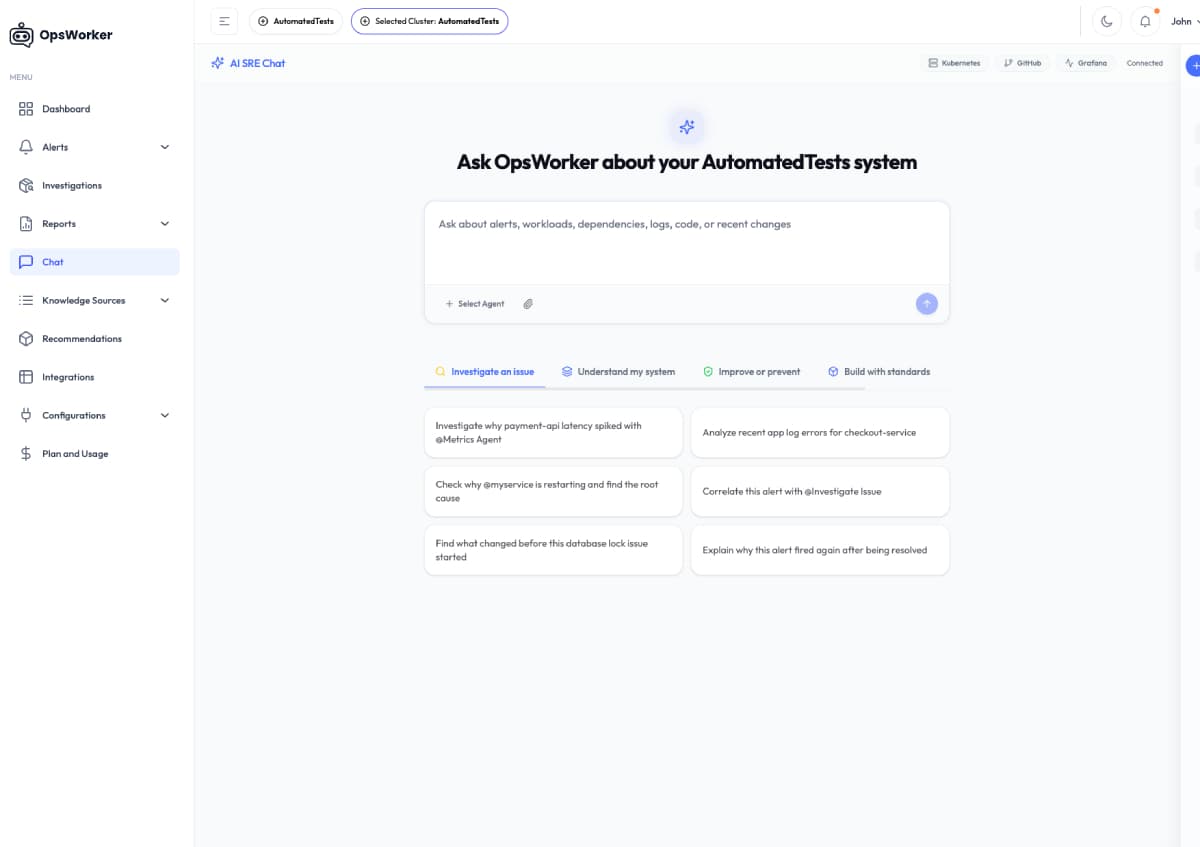 Chat with running infrastructure