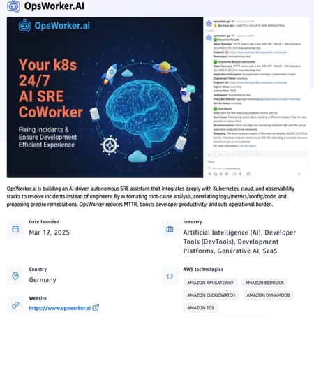 OpsWorker.ai is listed on the AWS Startups Showcase!